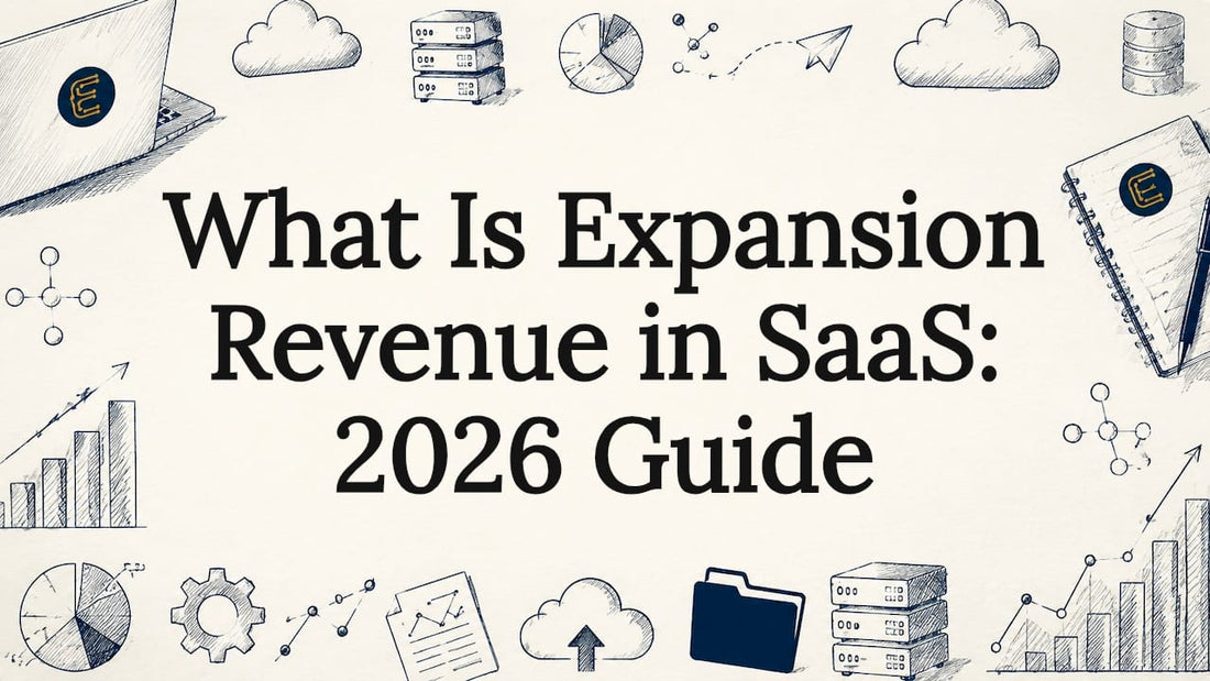 Decorative SaaS expansion revenue title card illustration