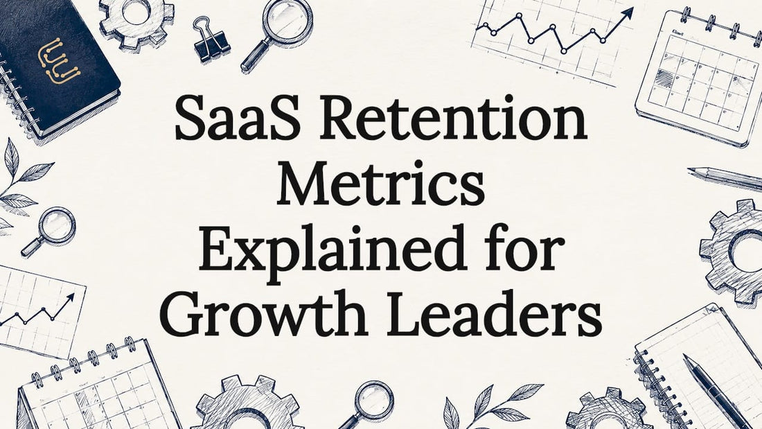 Decorative SaaS retention title card illustration