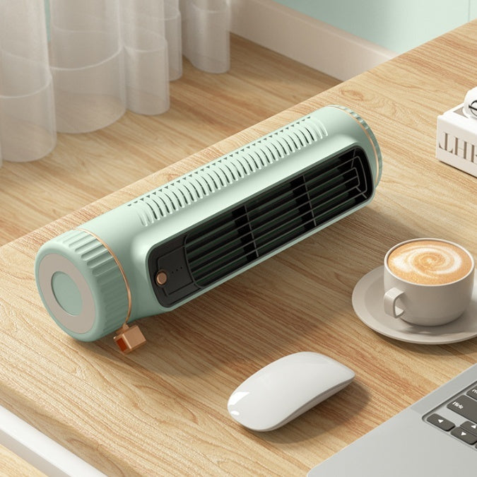 Quiet rechargeable desktop standing fan in green